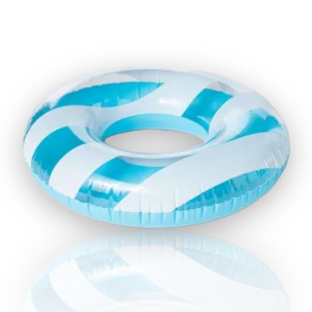Sun Squad Inflatable Swim Tube 31" Float Blue And White Stripes NEW (SEE PHOTOS)